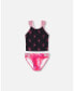 ფოტო #1 პროდუქტის Girl Two Piece Swimsuit Black Printed Swirl Flowers - Toddler Child