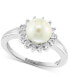 ფოტო #1 პროდუქტის EFFY® Cultured Freshwater Pearl (7mm) & Diamond (1/20 ct. t.w.) Halo Ring in Sterling Silver