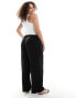 ASOS DESIGN Curve wide leg dad trouser with linen in black