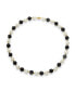 ფოტო #1 პროდუქტის White Freshwater Cultured Pearl (9-9.5mm) with Black Onyx (10mm) and Gold Beads (3mm) 18" Necklace in 14k Yellow Gold