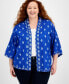 ფოტო #3 პროდუქტის Plus Size Belinda Border Reversible Kimono, Created for Macy's
