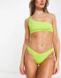 Monki one shouldered bikini top in lime green