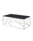 Rectangular Black Glass Coffee Table with Stainless Steel Frame