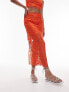 Topshop co-ord premium lace detail midi skirt in orange