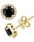 ფოტო #1 პროდუქტის EFFY® Onyx & Diamond (1/8 ct. t.w.) Halo Stud Earrings in 14k Gold