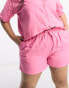 Фото #2 товара Daisy Street Plus linen relaxed boxy shorts in pink co-ord