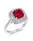 Large Fashion Solitaire AAA Cubic Zirconia Pave CZ Cushion Cut Simulated Ruby Red Cocktail Statement Ring For Women