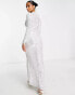 Фото #2 товара Jaded Rose Petite Modest long sleeve maxi dress in silver sequin