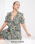 Фото #1 товара ASOS DESIGN Curve tie front mini dress with ruffle skirt in floral print