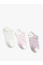 Damalı 3'lü Patik Çorap Seti Çok Renkli Pamuklu