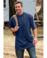 ფოტო #3 პროდუქტის Big & Tall by KingSize Heavyweight Longer-Length Short-Sleeve Henley Shirt