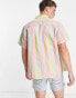 ASOS DESIGN relaxed linen shirt in pastel stripe