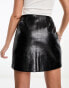 4th & Reckless leather look mini skirt with front split in black