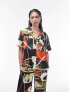 Фото #3 товара Topshop co ord abstract artsy print satin resort shirt in multi