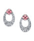 ფოტო #1 პროდუქტის Silver Tone Light Crystal Oval Stud Earring