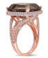 ფოტო #2 პროდუქტის Smokey Quartz (12-1/2 ct. t.w.) and Diamond (1-1/2 ct. t.w.) Octagon Halo Ring in 14k Rose Gold