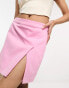 Фото #1 товара Something New X Flamefaire tailored slit front mini skirt in baby pink