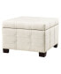 Detour Strap 29.75" Square Storage Ottoman in Wood and Linen Fabric Upholstery