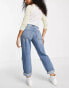 ASOS DESIGN Petite high waist 'slouchy' mom jeans in stonewash with rips