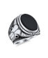 ფოტო #1 პროდუქტის Men's Signet Oval Western Texas Longhorn Buffalo Cow Skull Antelope Goat Skull Men's Ring Sterling Silver