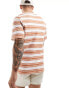 Jack & Jones Premium textured stripe t-shirt in burnt orange