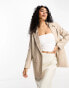 Only oversized linen blazer in stone M - фото #2