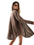 Фото #5 товара Candypants oversized beach shirt in brown glitter