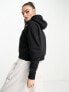 Napapijri Box logo cropped fleece hoodie in black