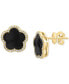ფოტო #1 პროდუქტის EFFY® Onyx & Diamond (1/5 ct. t.w.) Flower Halo Stud Earrings in 14k Gold