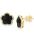 Фото #1 товара EFFY® Onyx & Diamond (1/5 ct. t.w.) Flower Halo Stud Earrings in 14k Gold