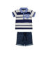 ფოტო #1 პროდუქტის Baby Boy Short Sleeve Polo and Denim Short Set