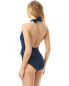 Фото #2 товара Carmen Marc Valvo 268944 Women Surplice Halter Ruffle One Piece Swimsuit Size 8