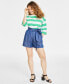 Фото #1 товара Women's Paperbag-Waist Belted Chambray Shorts, Created for Macy's