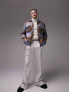 Фото #4 товара Куртка мужская Topman в клетку из шерстяной смеси, сине-коричневая
