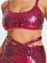 Simmi Tall Summer sequin bralette top co-ord in pink