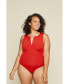 Фото #1 товара Plus Size Malibu Snap Front One Piece Swimsuit