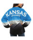 Фото #2 товара Women's Royal Kansas Jayhawks Ombre Long Sleeve Dip-Dyed Spirit Jersey