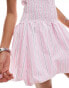 Фото #3 товара Reclaimed Vintage strapless mini dress with bubble hem in pink stripe