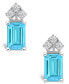 ფოტო #3 პროდუქტის Blue Topaz (1-3/8 ct. t.w.) and Diamond (1/8 ct. t.w.) Stud Earrings in 14K Yellow Gold or 14K White Gold
