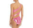 Norma Kamali Women's Standard One Piece Swimsuit Candy Pink/Nude MESH Size L
