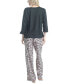 ფოტო #23 პროდუქტის Women's 3/4 Sleeve Top & Boot-Cut Pajama Pants Set