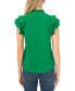 Фото #2 товара Women's Short Sleeve Pin-tuck Ruffled Button-up Blouse