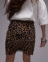 Topshop crinkle mini skirt in leopard print Коричневый, XS - EU 32-34 - фото #4