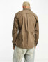 AllSaints Hawthorne stretch fit shirt in wood brown