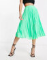 ASOS DESIGN pleated midi skirt in apple green Зеленый, 34 - фото #1