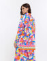 Фото #3 товара River Island abstract print oversized beach shirt in bright blue