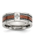 Фото #1 товара Stainless Steel Brown IP-plated Cubic Zirconia Band Ring