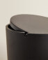 Black resin wastepaper basket with lid