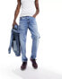 Фото #2 товара ASOS DESIGN tapered fit jeans in light wash blue - LBLUE