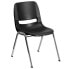 Фото #4 товара Hercules Series 440 Lb. Capacity Black Ergonomic Shell Stack Chair With Chrome Frame And 14'' Seat Height